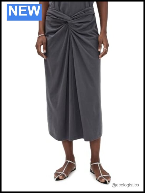 Dresses & Skirts - Women's 100% Cotton Fixed Wrap Midi Skirt Pull On Casual Formal
